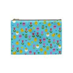 Easter - Chick And Tulips Cosmetic Bag (medium)  by Valentinaart