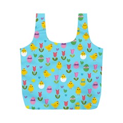 Easter - Chick And Tulips Full Print Recycle Bags (m)  by Valentinaart