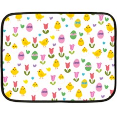 Easter - Chick And Tulips Double Sided Fleece Blanket (mini)  by Valentinaart