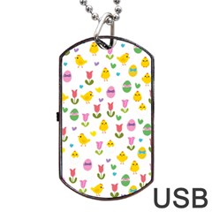 Easter - Chick And Tulips Dog Tag Usb Flash (two Sides)