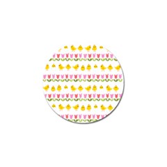 Easter - Chick And Tulips Golf Ball Marker by Valentinaart