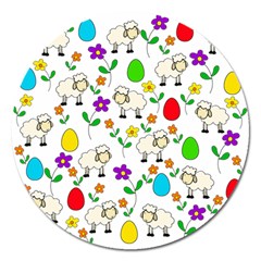 Easter Lamb Magnet 5  (round) by Valentinaart