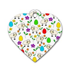 Easter Lamb Dog Tag Heart (two Sides) by Valentinaart