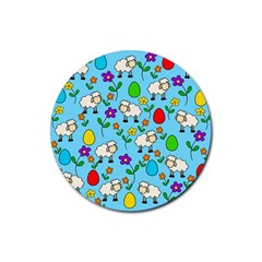 Easter Lamb Rubber Round Coaster (4 Pack)  by Valentinaart