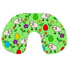 Easter Lamb Travel Neck Pillows by Valentinaart