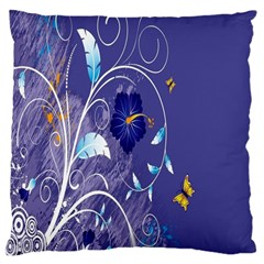 Flowers Butterflies Patterns Lines Purple Large Cushion Case (one Side) by Mariart