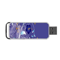 Flowers Butterflies Patterns Lines Purple Portable Usb Flash (two Sides)