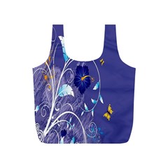 Flowers Butterflies Patterns Lines Purple Full Print Recycle Bags (s)  by Mariart