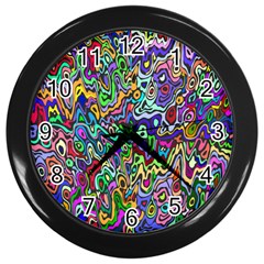 Colorful Abstract Paint Rainbow Wall Clocks (black)