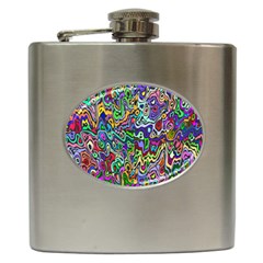 Colorful Abstract Paint Rainbow Hip Flask (6 Oz)