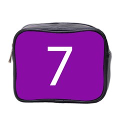 Number 7 Purple Mini Toiletries Bag 2-side by Mariart