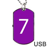 Number 7 Purple Dog Tag USB Flash (One Side) Front