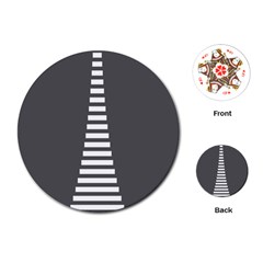 Minimalist Stairs White Grey Playing Cards (round) 