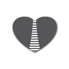 Minimalist Stairs White Grey Rubber Coaster (heart) 