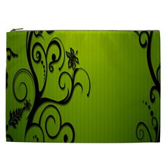 Illustration Wallpaper Barbusak Leaf Green Cosmetic Bag (xxl) 