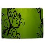 Illustration Wallpaper Barbusak Leaf Green Cosmetic Bag (XXL)  Back