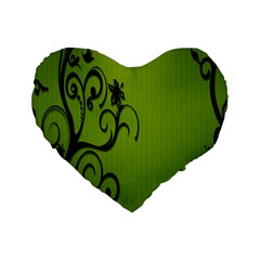 Illustration Wallpaper Barbusak Leaf Green Standard 16  Premium Flano Heart Shape Cushions