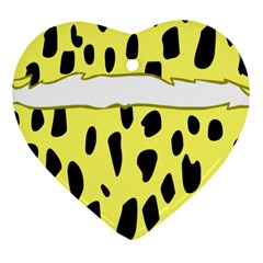 Leopard Polka Dot Yellow Black Ornament (heart) by Mariart