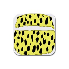 Leopard Polka Dot Yellow Black Rubber Square Coaster (4 Pack)  by Mariart