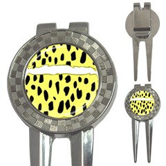 Leopard Polka Dot Yellow Black 3-in-1 Golf Divots by Mariart