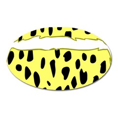 Leopard Polka Dot Yellow Black Oval Magnet by Mariart