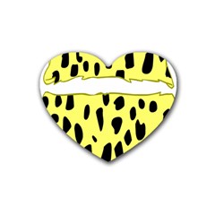 Leopard Polka Dot Yellow Black Heart Coaster (4 Pack)  by Mariart
