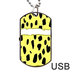 Leopard Polka Dot Yellow Black Dog Tag Usb Flash (one Side)
