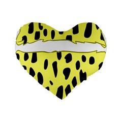 Leopard Polka Dot Yellow Black Standard 16  Premium Heart Shape Cushions