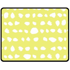 Polkadot White Yellow Fleece Blanket (medium) 
