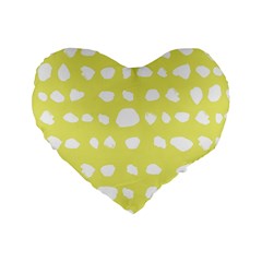 Polkadot White Yellow Standard 16  Premium Heart Shape Cushions