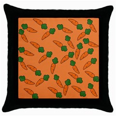 Carrot Pattern Throw Pillow Case (black) by Valentinaart