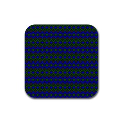 Split Diamond Blue Green Woven Fabric Rubber Square Coaster (4 Pack)  by Mariart