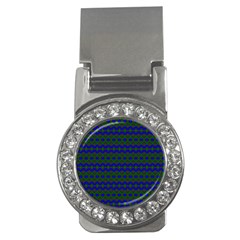 Split Diamond Blue Green Woven Fabric Money Clips (cz) 