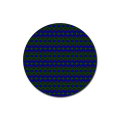 Split Diamond Blue Green Woven Fabric Rubber Coaster (round) 