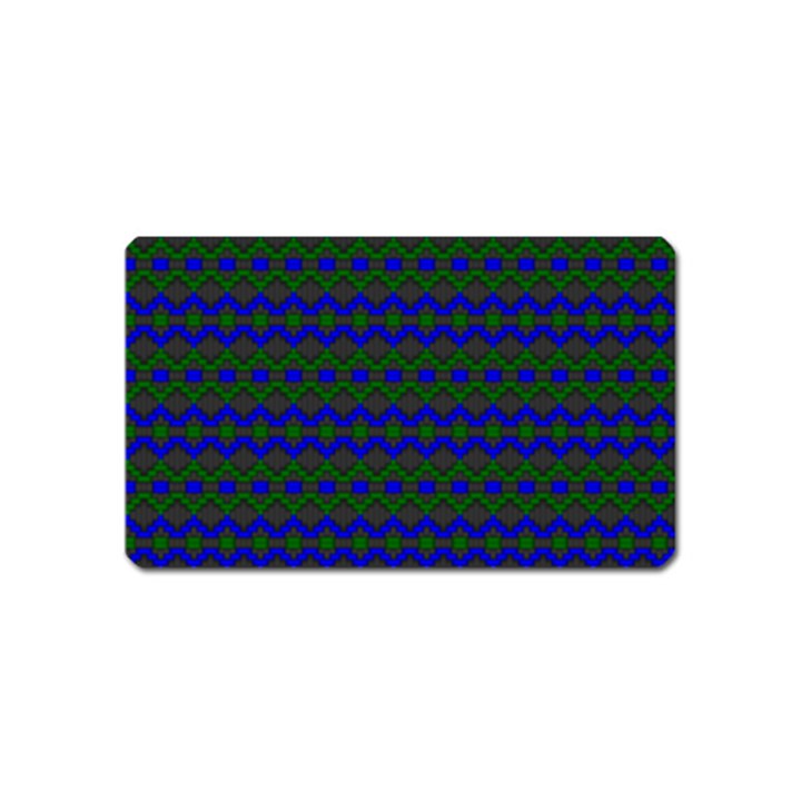 Split Diamond Blue Green Woven Fabric Magnet (Name Card)