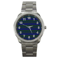 Split Diamond Blue Green Woven Fabric Sport Metal Watch by Mariart