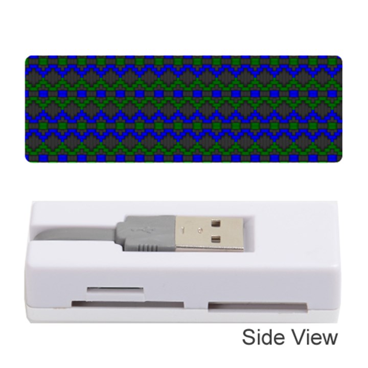 Split Diamond Blue Green Woven Fabric Memory Card Reader (Stick) 