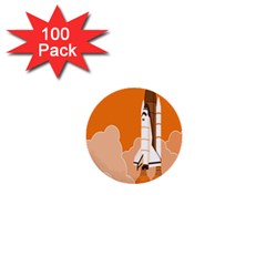 Rocket Space Ship Orange 1  Mini Buttons (100 Pack)  by Mariart