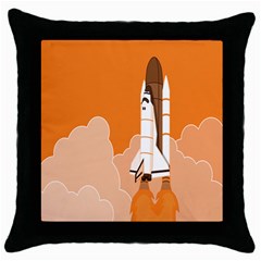 Rocket Space Ship Orange Throw Pillow Case (black)
