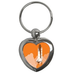 Rocket Space Ship Orange Key Chains (heart)  by Mariart