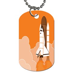 Rocket Space Ship Orange Dog Tag (one Side) by Mariart