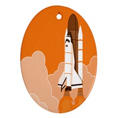 Rocket Space Ship Orange Oval Ornament (two Sides) by Mariart