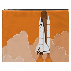 Rocket Space Ship Orange Cosmetic Bag (xxxl) 