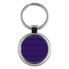 Split Diamond Blue Purple Woven Fabric Key Chains (round) 