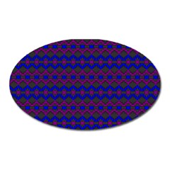Split Diamond Blue Purple Woven Fabric Oval Magnet by Mariart