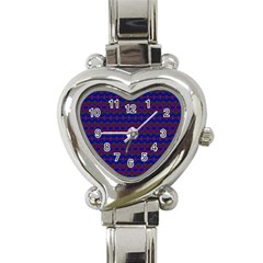 Split Diamond Blue Purple Woven Fabric Heart Italian Charm Watch by Mariart