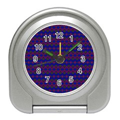 Split Diamond Blue Purple Woven Fabric Travel Alarm Clocks by Mariart