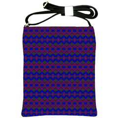 Split Diamond Blue Purple Woven Fabric Shoulder Sling Bags