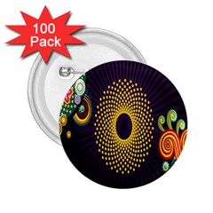 Polka Dot Circle Leaf Flower Floral Yellow Purple Red Star 2 25  Buttons (100 Pack)  by Mariart