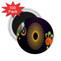 Polka Dot Circle Leaf Flower Floral Yellow Purple Red Star 2 25  Magnets (100 Pack) 